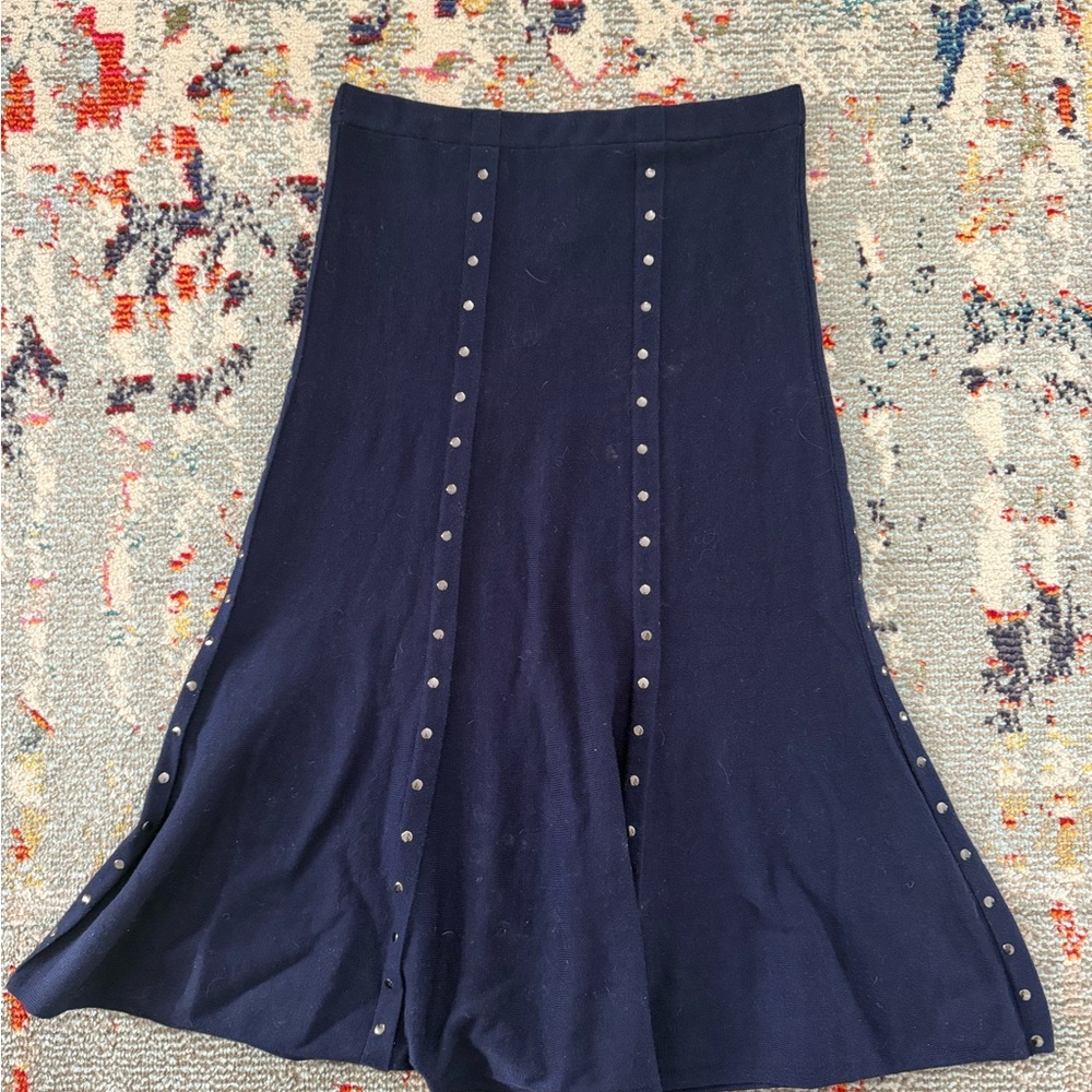 NY Collection Navy Skirt with Silver Studs